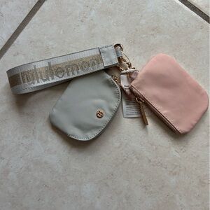 lululemon athletica Wristlet Keychain with Cream and Pink Pouches